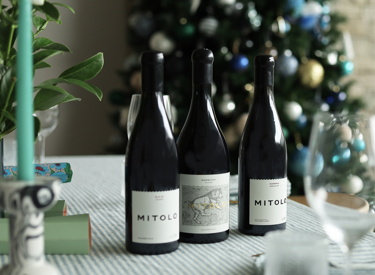 Mitolo Wines Grenache and Shiraz on a Christmas table