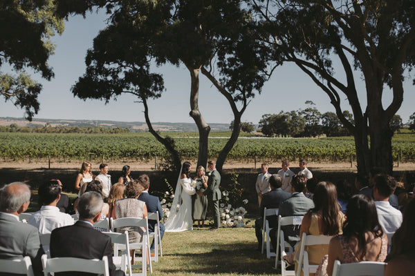 Wedding ceremony overlooking the vineyards at Mitolo Wine McLaren Vale